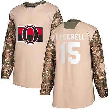 Men's Olle Lycksell Ottawa Senators ＃15 Authentic Camo Veterans Day Practice Jersey