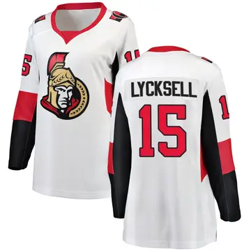 Women's Olle Lycksell Ottawa Senators ＃15 Breakaway White Away Jersey
